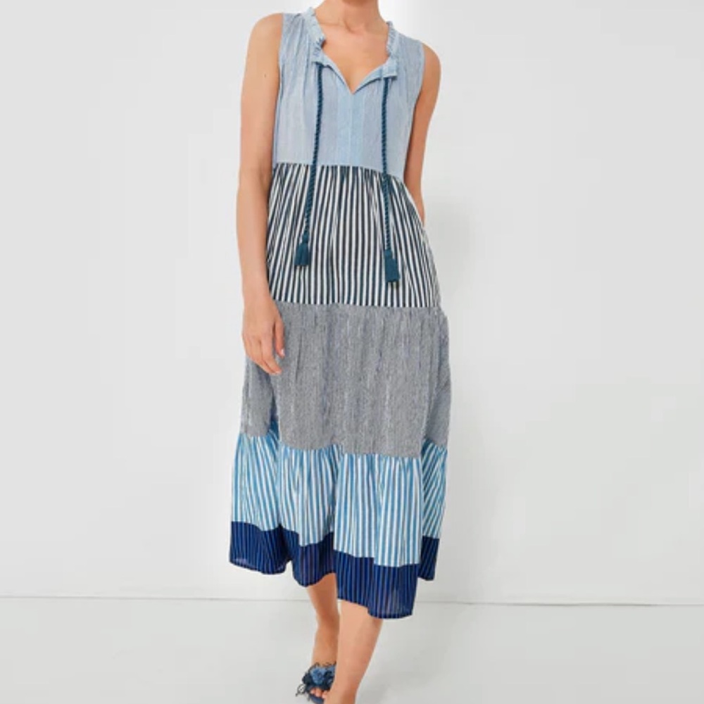 Tuckernuck Blue Stripe Dress - Seaside salty Paloma caftan XS NWT